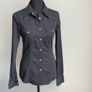 TrueReligion Black Button Down Western Style Shirt